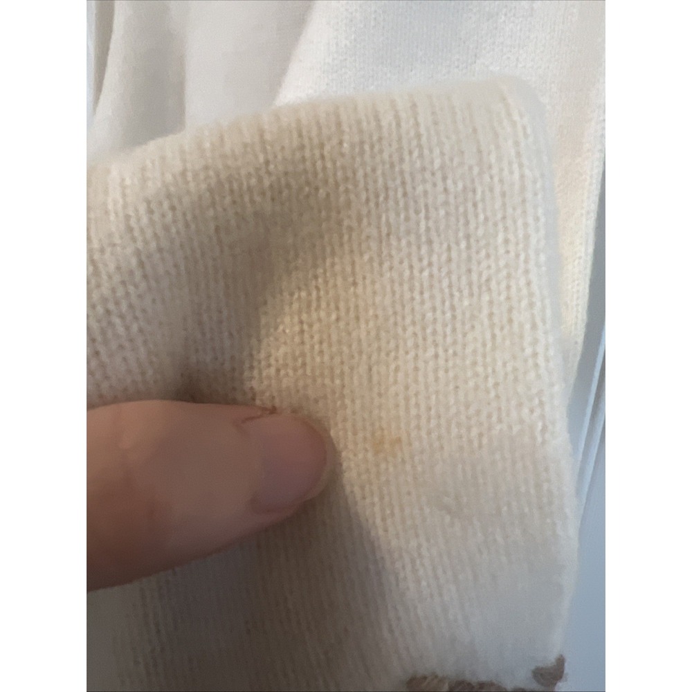 Coldwater Creek 100% lambs wool sweater embroidered brown flowers Cottagecore 1X - Picture 7 of 11